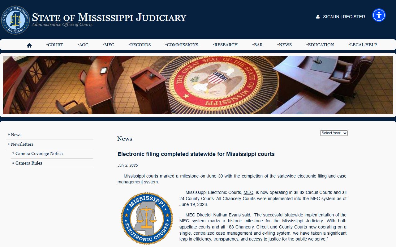 Yalobusha County court records statewide MEC e-filing completion notice