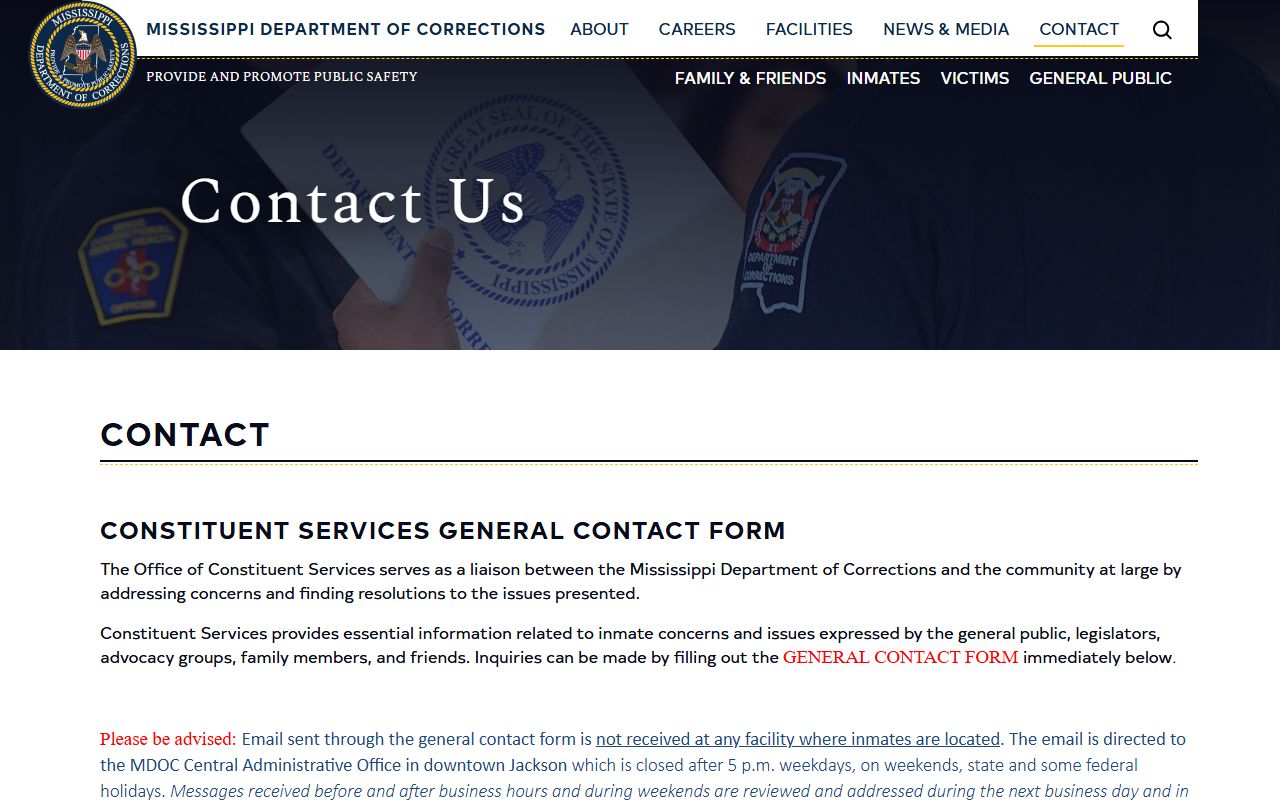 Yalobusha County inmate records MDOC contact page