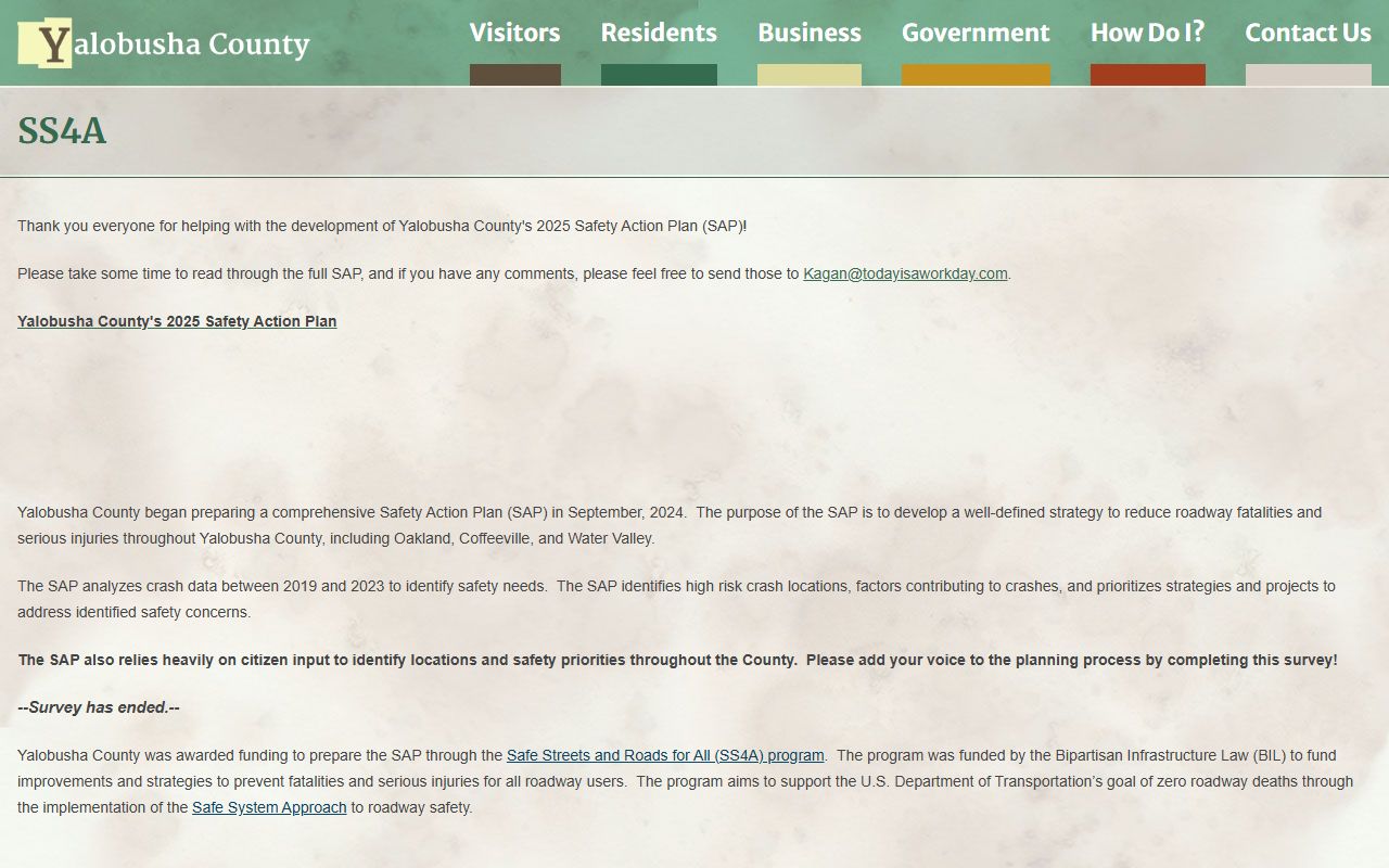 Yalobusha County Safety Action Plan page near traffic court records